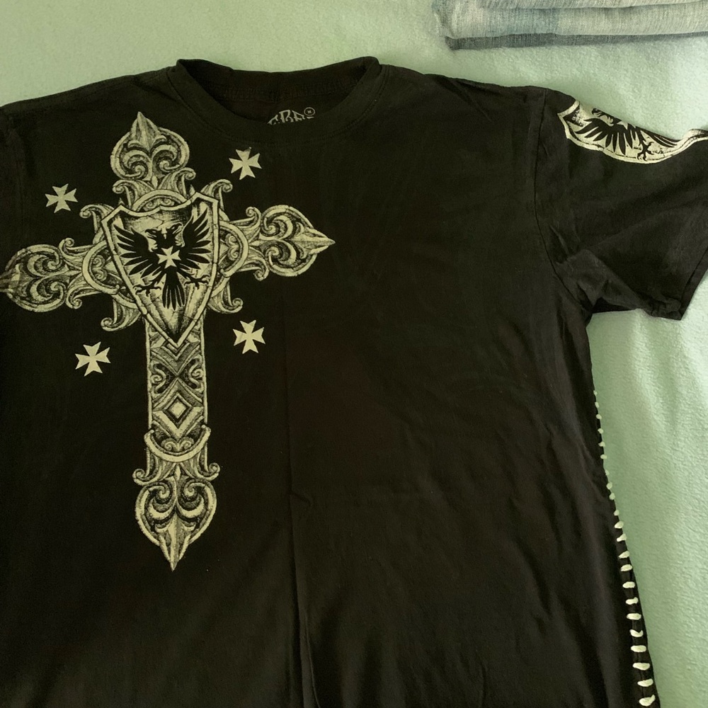 Rebel Saints Black T shirt with Stitching details